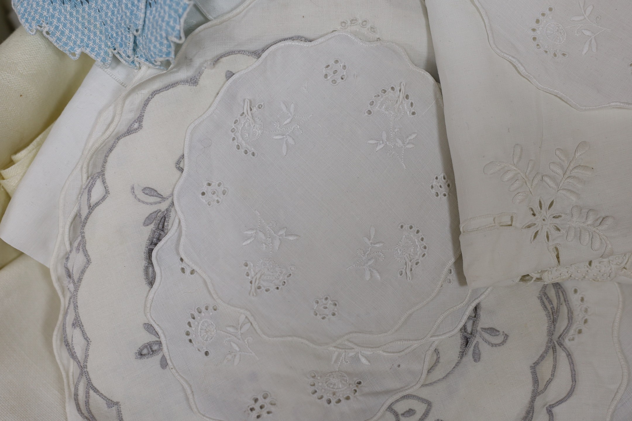 A small quantity of linen tablecloths